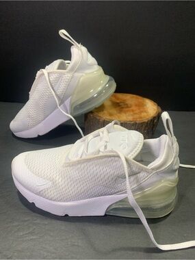 Nike Air Max 270 Toddler Triple White Sneakers Shoe Size-13C